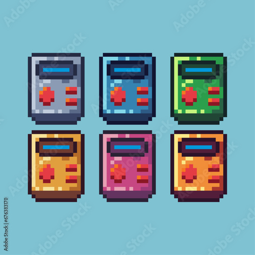 Pixel art sets of controller game with variation color item asset. Simple bits of game pixelated style. 8bits perfect for game asset or design asset element for your game design asset.