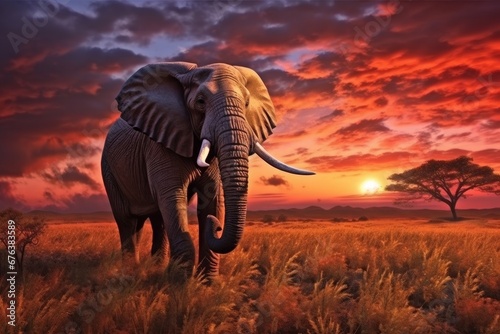 The wild afria elephant. Generative AI.