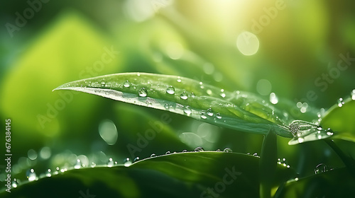 Beautiful large drop morning dew in nature, selective focus. Drop
