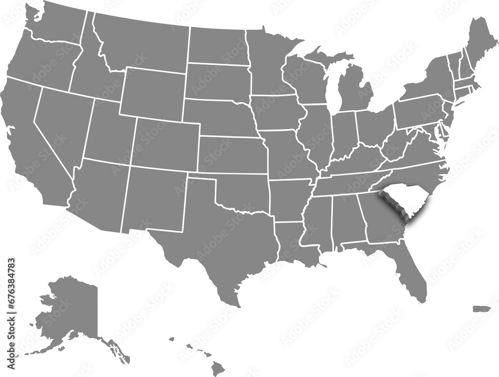 USA SOUTH CAROLINA map united states city 3d map