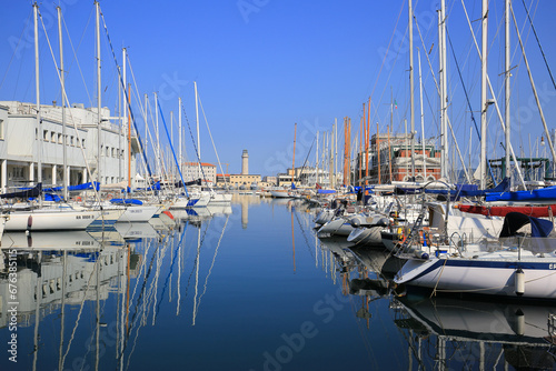Trieste, Italy - 20 July, 2019: Sailing yachts moored in the marina