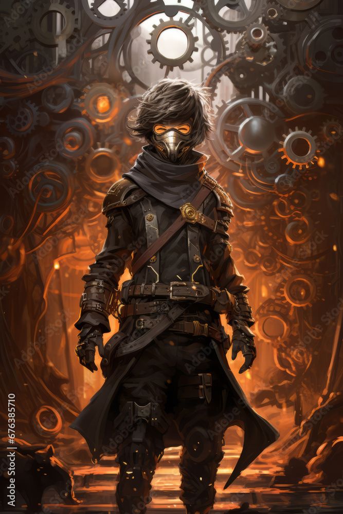 Naklejka premium Front view ninja wearing equipment