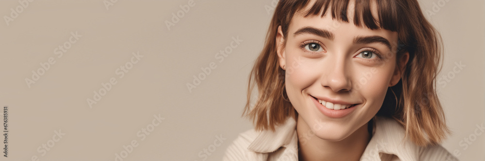 Beautiful American good woman nice fashion half body eye contact Beautiful American good woman nice fashion half body eye contact