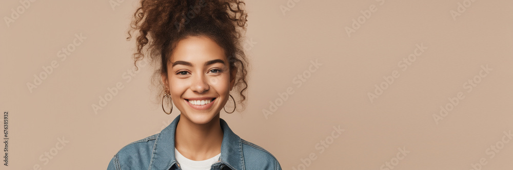 Beautiful American good woman nice fashion half body eye contact Beautiful American good woman nice fashion half body eye contact