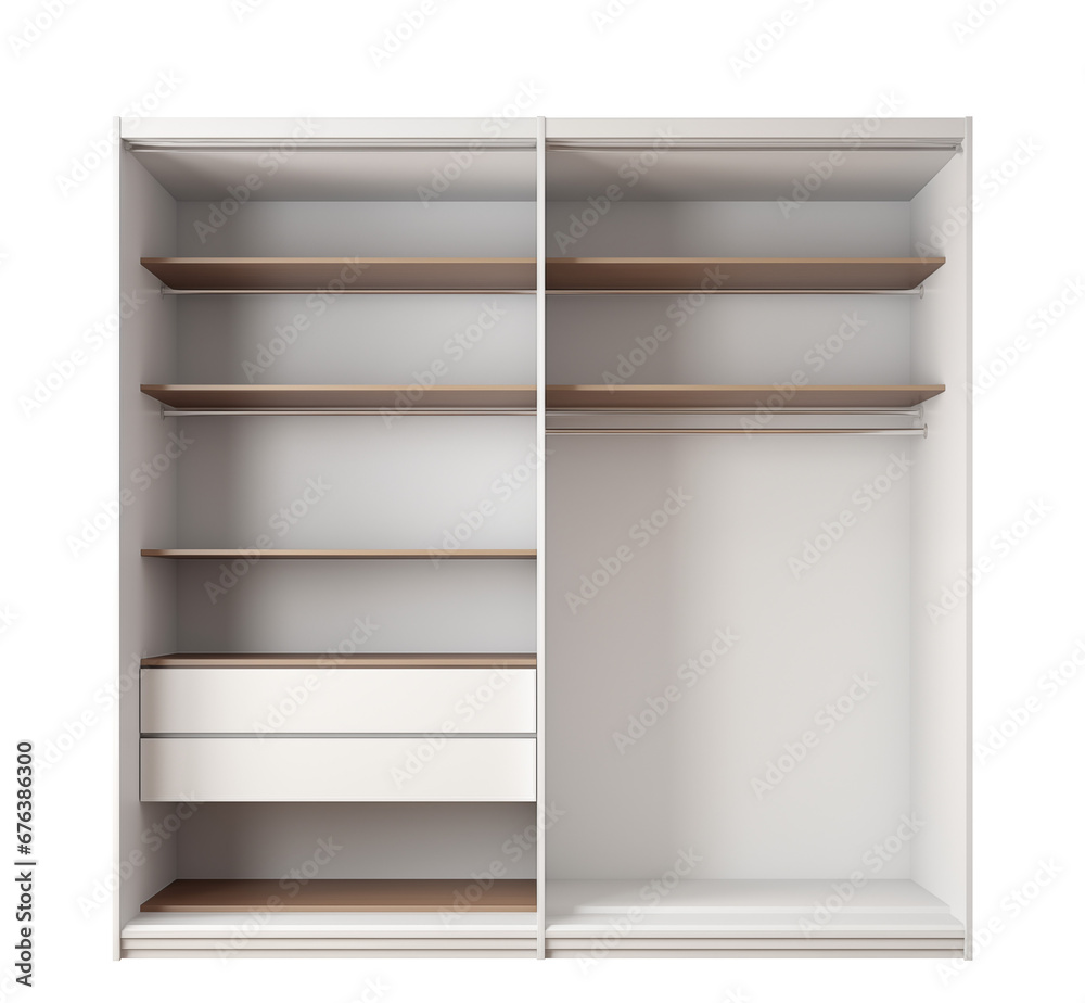 Modern White Empty Wardrobe. Front View. Ai Generative Modern White Empty Wardrobe. Front View. Ai Generative