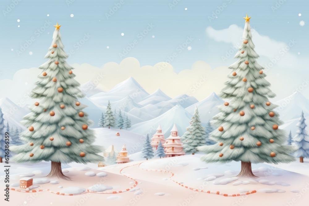 Christmas illustration in cold winter colors. Merry Christmas and Happy New Year concept. Background with copy space Christmas illustration in cold winter colors. Merry Christmas and Happy New Year concept. Background with copy space