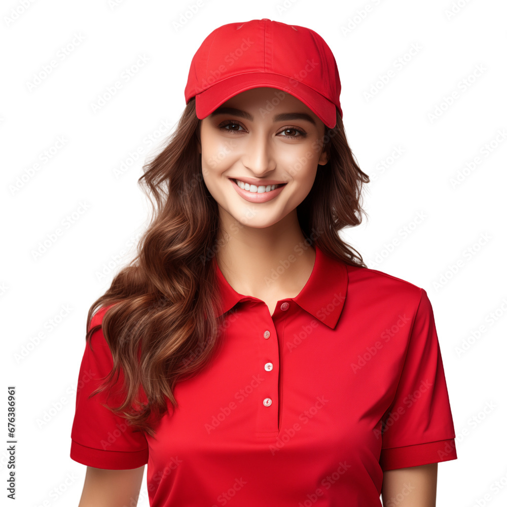 Delivery woman smiling on white background Delivery woman smiling on white background