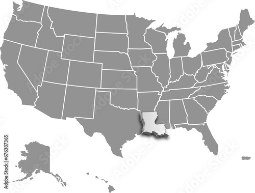 USA LOUISIANA map united states city 3d map