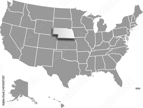 USA NEBRASKA map united states city 3d map