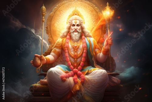 God Brahma. Religious concept. Portrait with selective focus and copy space