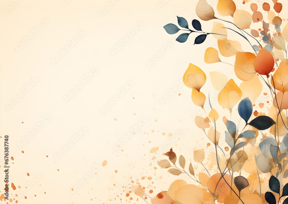 Abstract Beige fall leaves background. Invitation and celebration card.