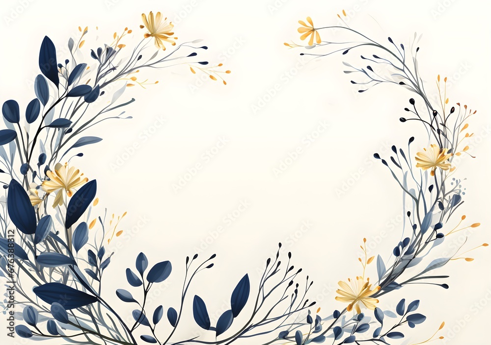 Abstract Navy color Foliage background. Invitation and celebration card. - obrazy, fototapety, plakaty 