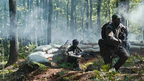 Russian Soldiers Retreating From Their Position While Ukrainians Approach
