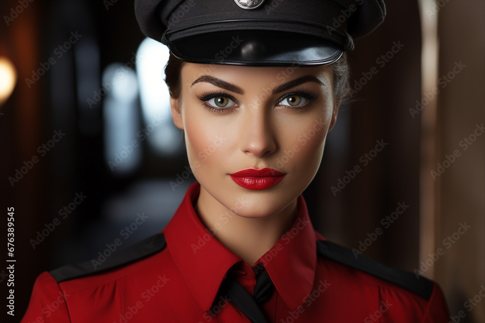 Generative AI picture portrait of mail person mailman mailwoman in corporate uniform Generative AI picture portrait of mail person mailman mailwoman in corporate uniform