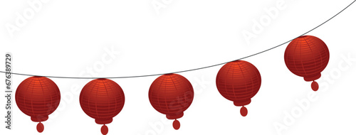 Asian red lantern. Graphic element. Cultural symbol 