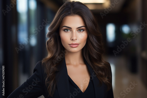 Generative AI picture portrait of amazing gorgeous office worker young woman