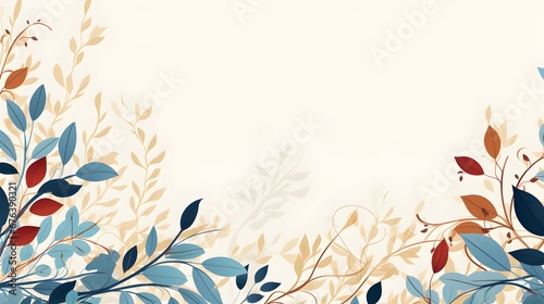 Abstract Blue fall leaves background. Invitation and celebration card.