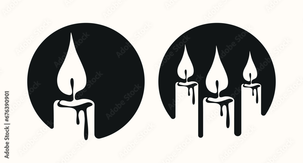One line art Candles in minimalist style. Negative Space.
Burning candles in a continuous line. Isolated on white background Vector illustration EPS10