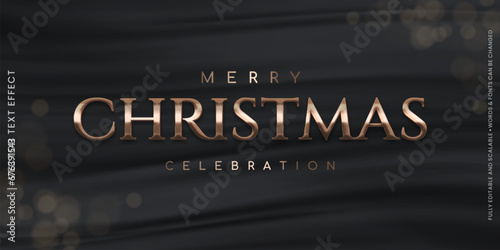 Vector banner editable text effect christmas bronze 3d text style
