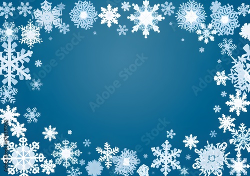 Abstract Cerulean color snowflakes background. Invitation and celebration card.
