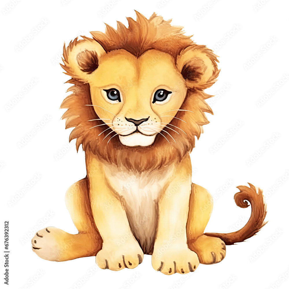Hand Drawn Watercolor Lion Clip Art Illustration. Isolated elements on a white background. Hand Drawn Watercolor Lion Clip Art Illustration. Isolated elements on a white background.