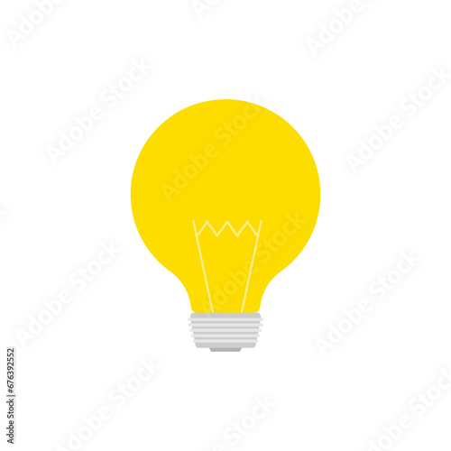 Light Bulb flat design vector illustration isolated on white background. Idea sign, solution, thinking concept. Lighting Electric lamp.