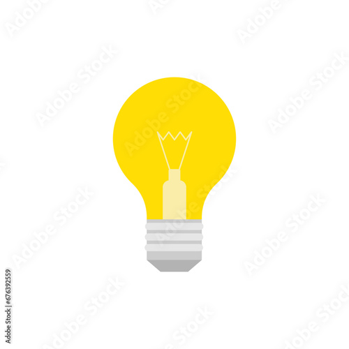 Light Bulb flat design vector illustration isolated on white background. Idea sign, solution, thinking concept. Lighting Electric lamp.