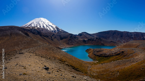 Photos of  volcano Mt.Ngauruhoe and its lakes in New Zealand. © Tomas