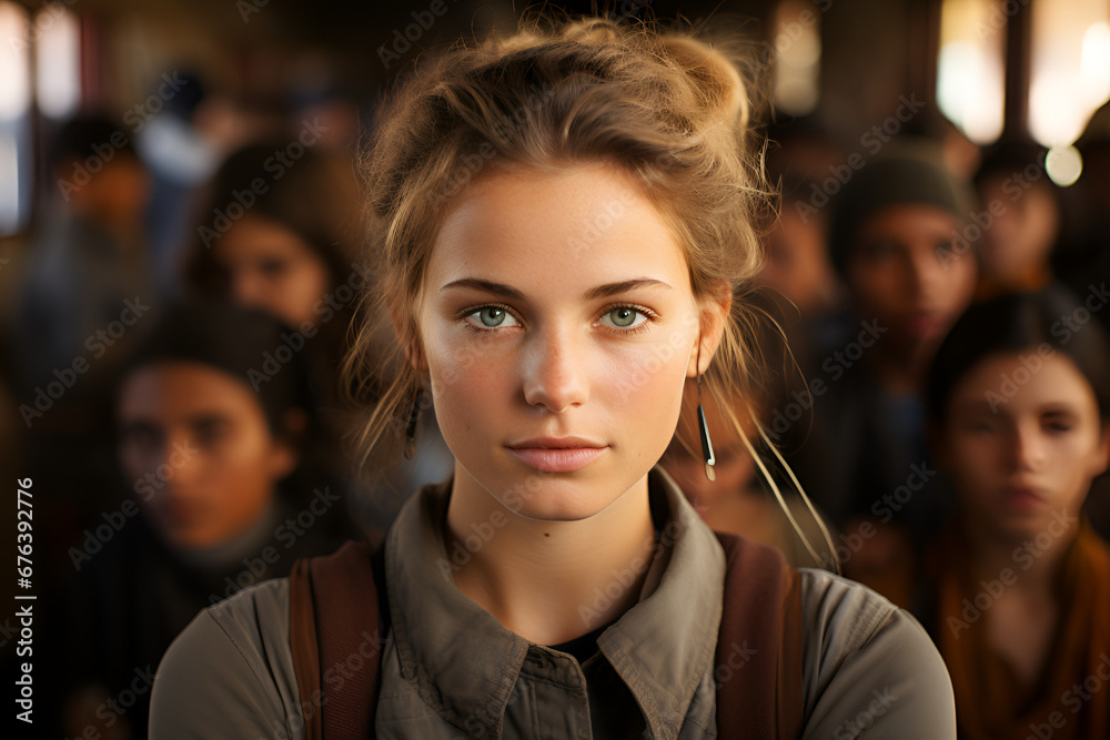 Fototapeta premium A young self-assured primary school teacher