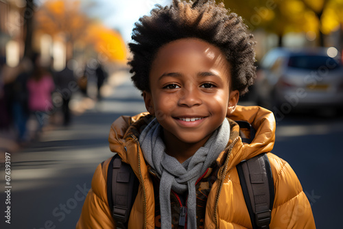 Cheerful African schoolboy © kdcreativeaivisions