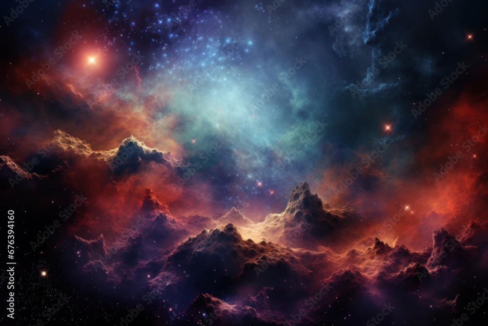 Star cluster in a colorful nebula, birthplace of stars. Star cluster in a colorful nebula, birthplace of stars.