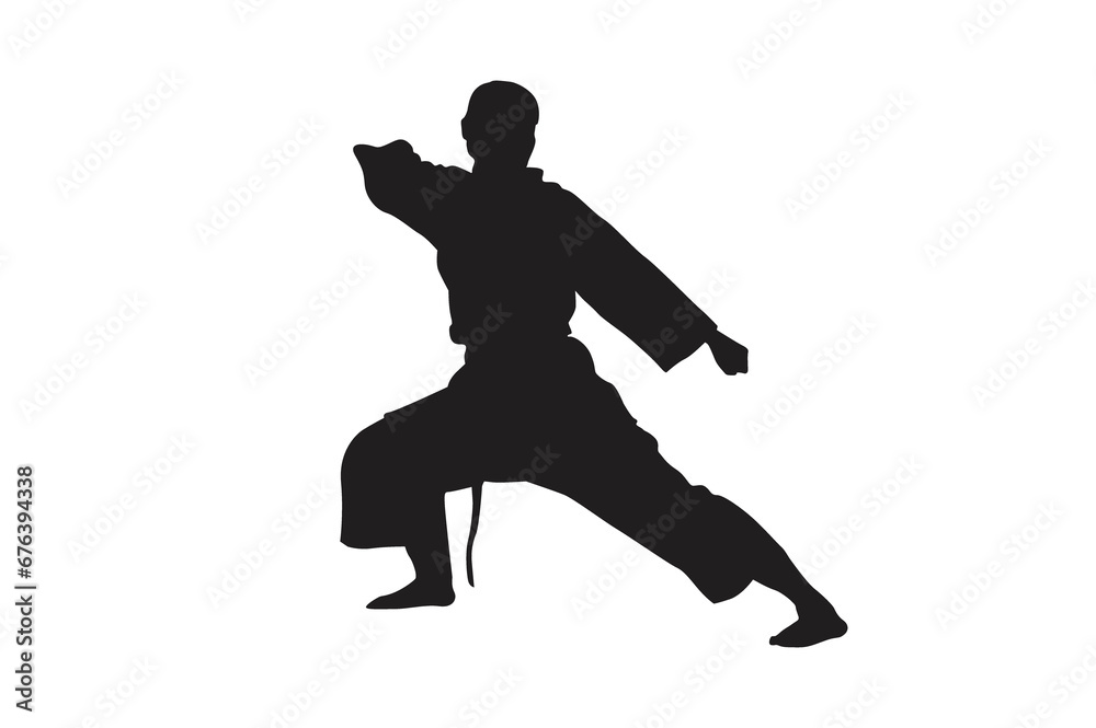 Naklejka premium Pose Of Karate Silhouette with Transparent Background