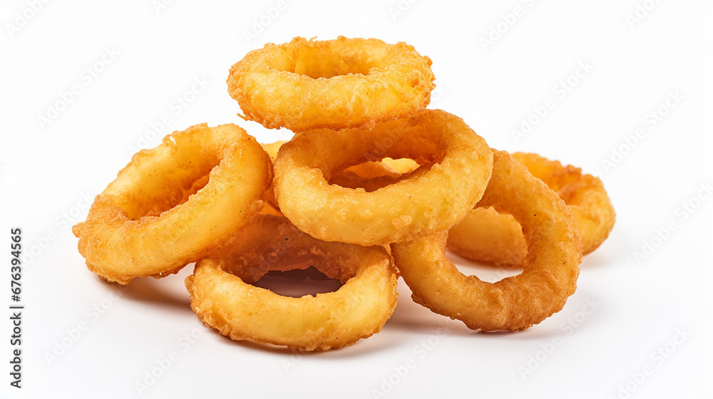 Onion rings isolated on white background. Made with generative ai