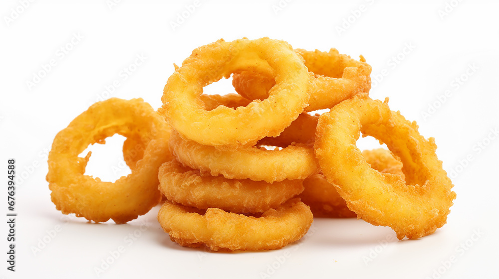 Onion rings isolated on white background. Made with generative ai