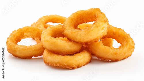 Onion rings isolated on white background. Made with generative ai photo