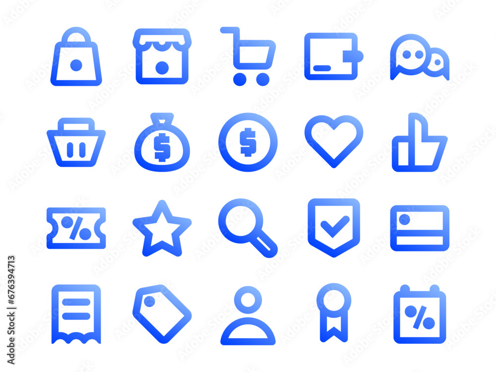 E Commerce Icon Pack in Gradient Outline Style. Perfect for Websites, Landing Pages, Mobile Apps, Presentations, and Other Projects. Suitable for User Interface and User Experience UI/UX. E Commerce Icon Pack in Gradient Outline Style. Perfect for Websites, Landing Pages, Mobile Apps, Presentations, and Other Projects. Suitable for User Interface and User Experience UI/UX.