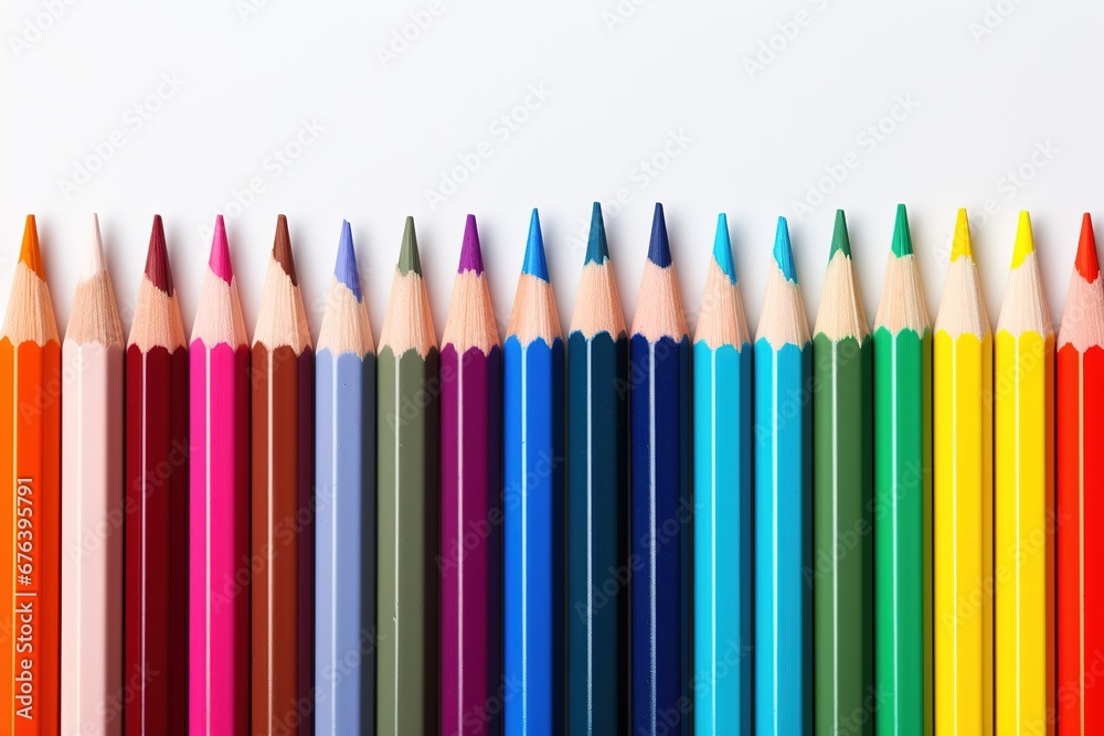 Colored pencils isolated on white background, Back to school, Ai Generated Colored pencils isolated on white background, Back to school, Ai Generated