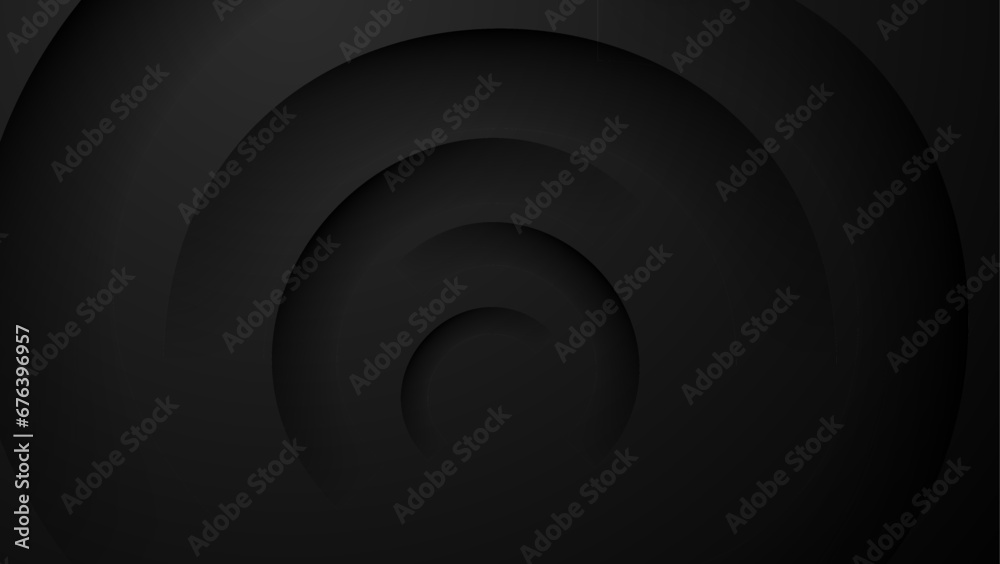 black abstract background with circular composition - obrazy, fototapety, plakaty 