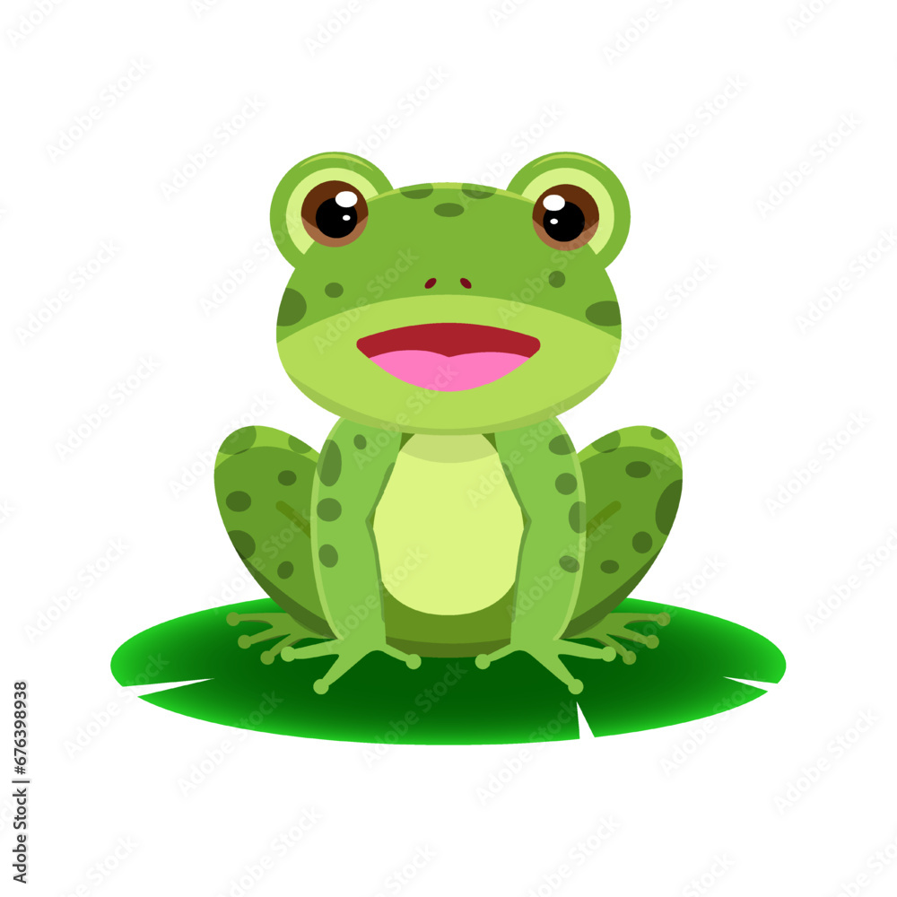 Green frog sitting on lotus leaf Green frog sitting on lotus leaf