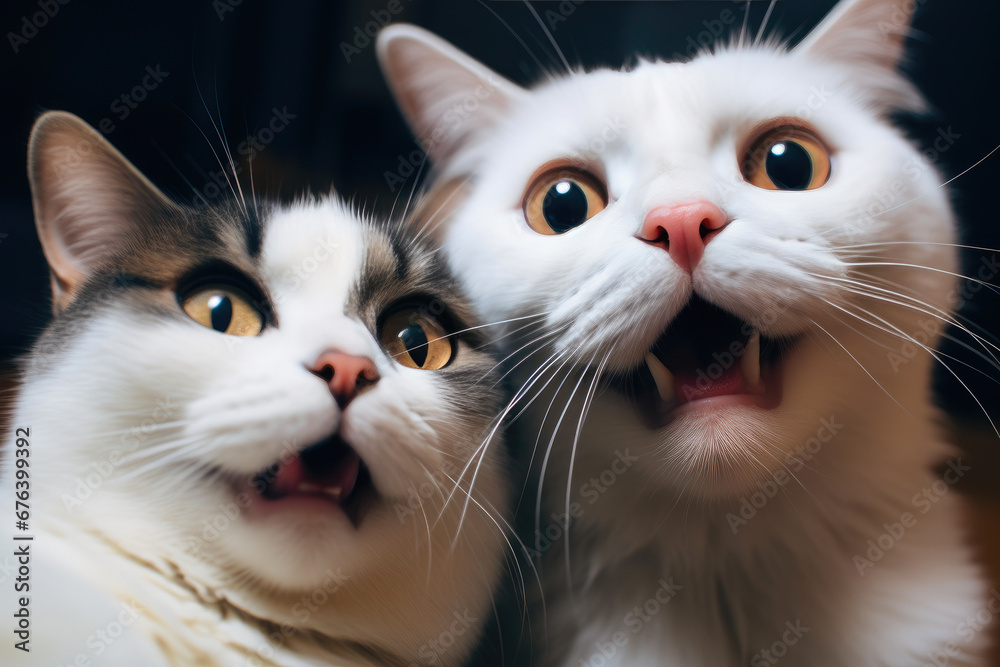 Whiskered Selfie: Feline Friends Pose Whiskered Selfie: Feline Friends Pose