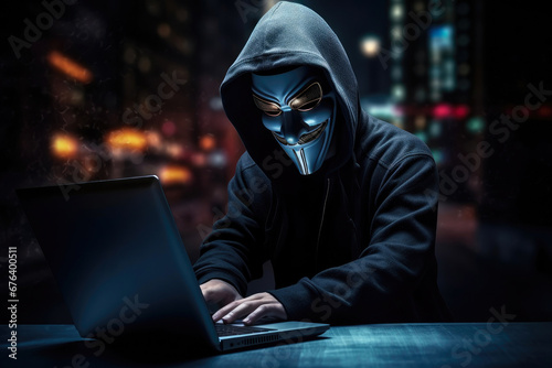 Hooded Figure with Laptop: Cyber Activism