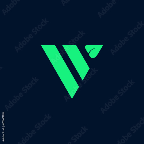 letter W and leaf vector illustration for an icon,symbol or logo. letter W initial logo