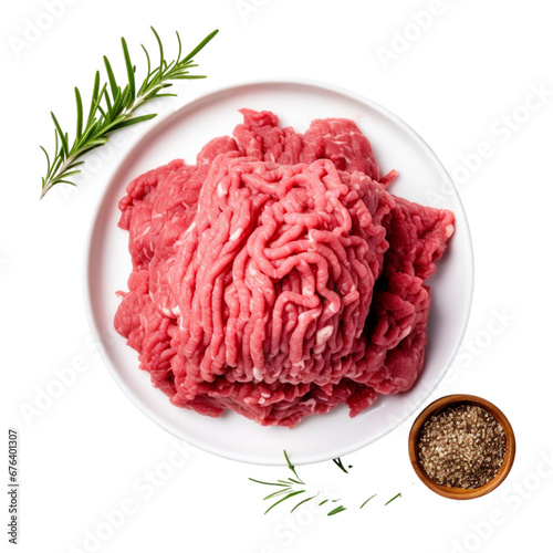 Minced meat steack butcher on a transparent background.