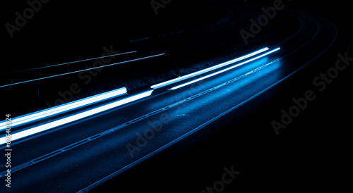 blue car lights at night. long exposure © Krzysztof Bubel