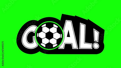 Football, Soccer Ball Goal Text Animation on Green Background