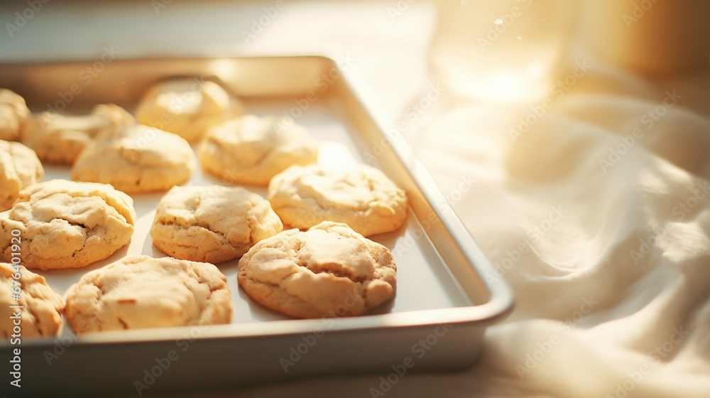 Delicious Homemade Cookie on a Tray, Tempting Baked Treats for Dessert or Snack Concept Delicious Homemade Cookie on a Tray, Tempting Baked Treats for Dessert or Snack Concept