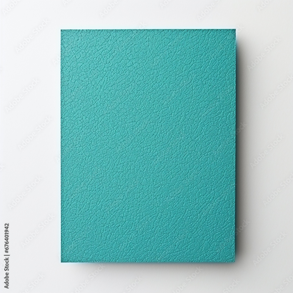 Texture of craft teal blue paper background with white border, macro ...