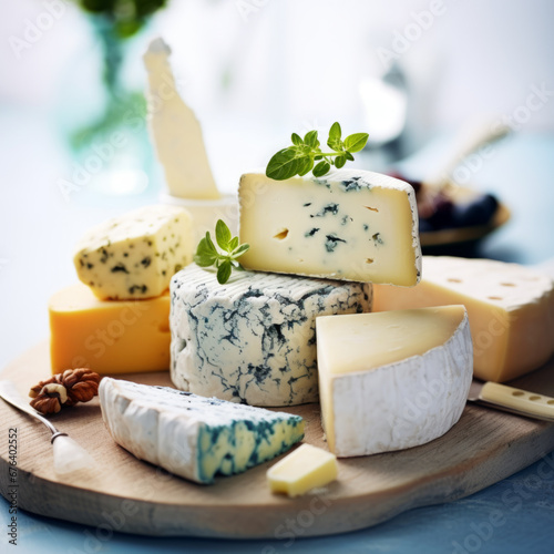 Assortment of cheese with fruits and nuts