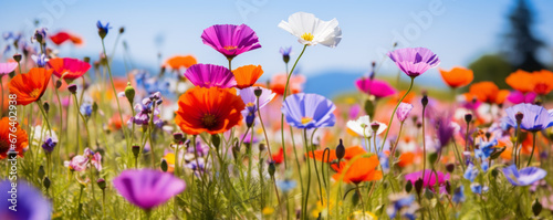 field of wild flowers, pastel colors