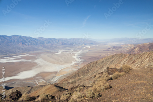 View into Badwater Basin at Death Valley National Park, California